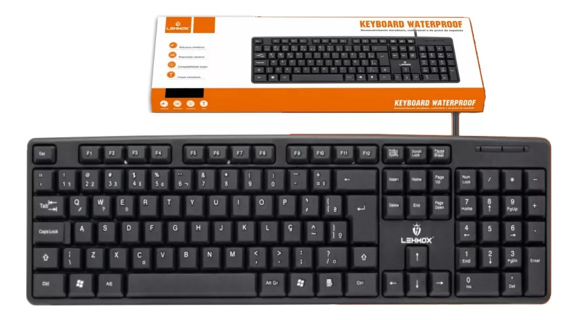 @REVISTAON Teclado C/ Fio Usb Abnt2 Padrão Alta Qualidade Teclado Preto Uruará-PA, URUARAINFO, SHOPURUARA, PRODUTOS EM URUARÁ