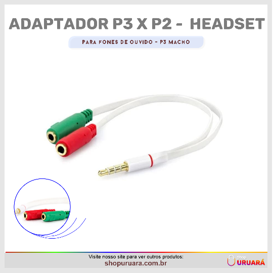 EDRIEL LIMA Cabo Adaptador P3XP2 - Fone - Microfone - Headset - Xbox  One
